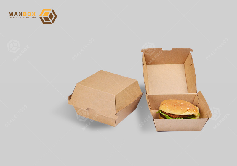 in vỏ hộp giấy đựng burger