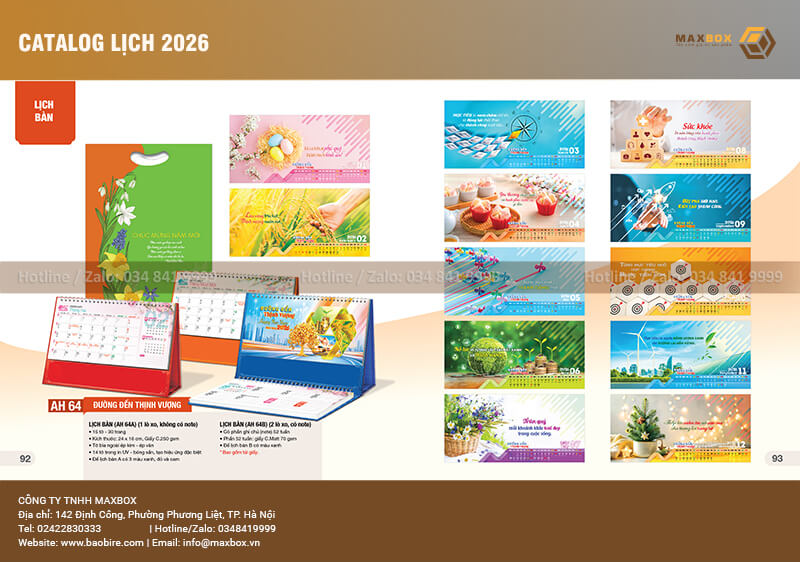 Lịch để bàn thiết kế sinh động & đa dạng