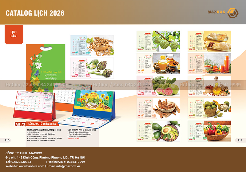 Lịch để bàn thiết kế sinh động & đa dạng