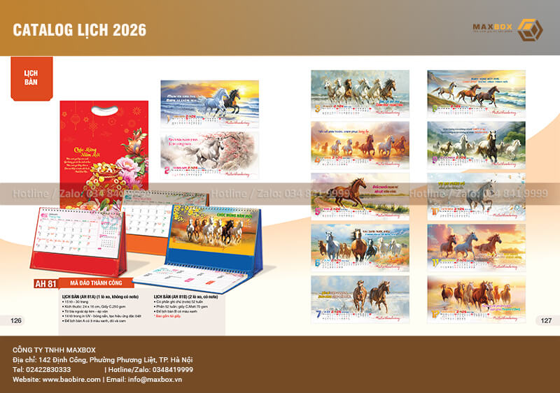 In lịch để bàn kích thước đa dạng, theo yêu cầu riêng
