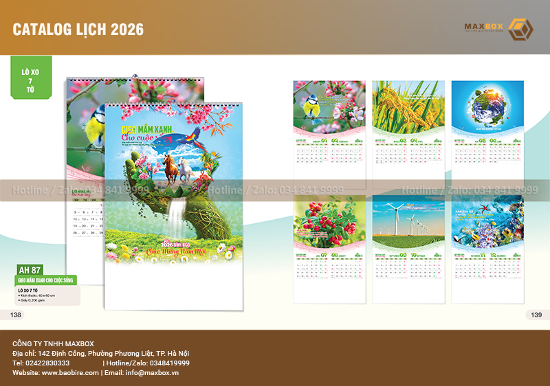 Các chủ đề thường dùng để in lịch lò xo