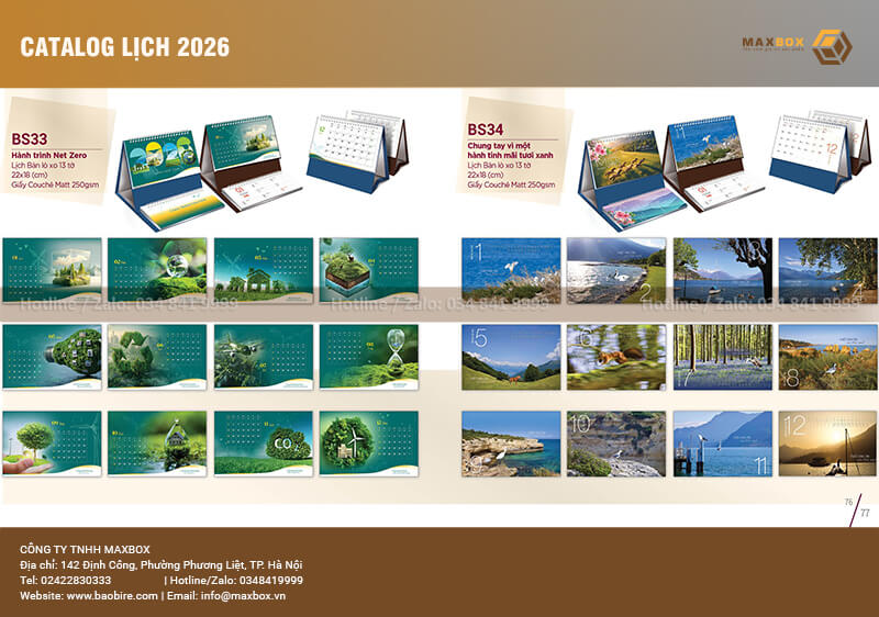In lịch để bàn theo yêu cầu 2026 - Maxbox