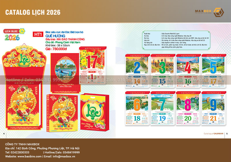 In lịch bloc sẵn và nhận in lịch bloc theo yêu cầu