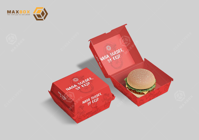 In hộp đựng burger tại Hà Nội với thiết kế nhanh, tiện lợi