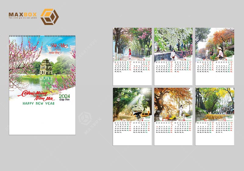 Maxbox cam kết chất lượng của in lịch 7 tờ lò xo tại Hà Nội