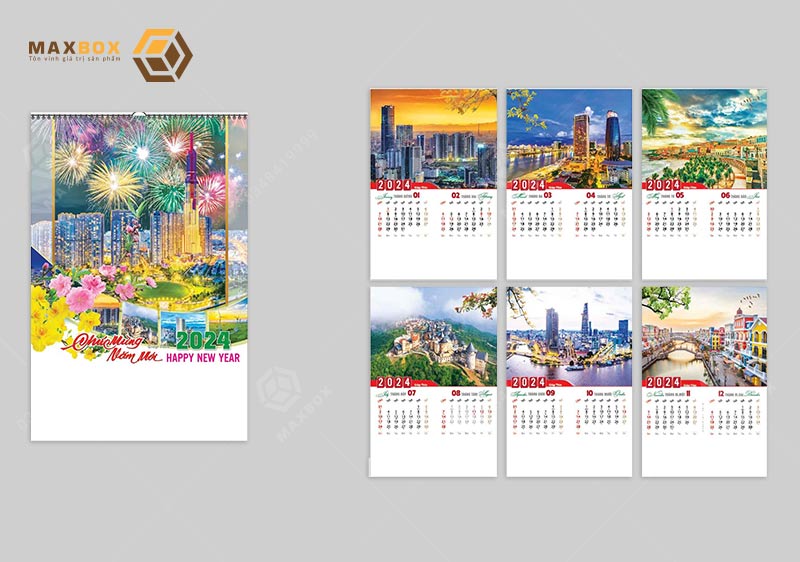 Dịch vụ in lịch 7 tờ lò xo tại Hà Nội uy tín chất lượng giá rẻ