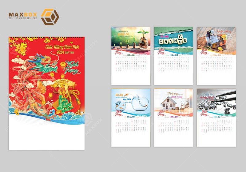 In lịch 7 tờ lò xo tại Hà Nội với Maxbox - Đơn vị chuyên thiết kế in ấn lịch Tết