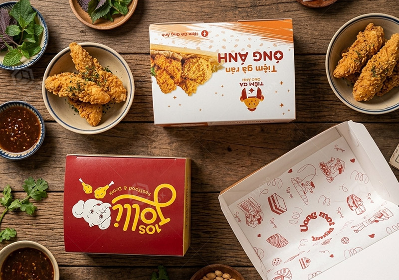 In hộp đựng gà rán theo yêu cầu – Bao bì chuyên nghiệp giúp tăng doanh thu hiệu quả!