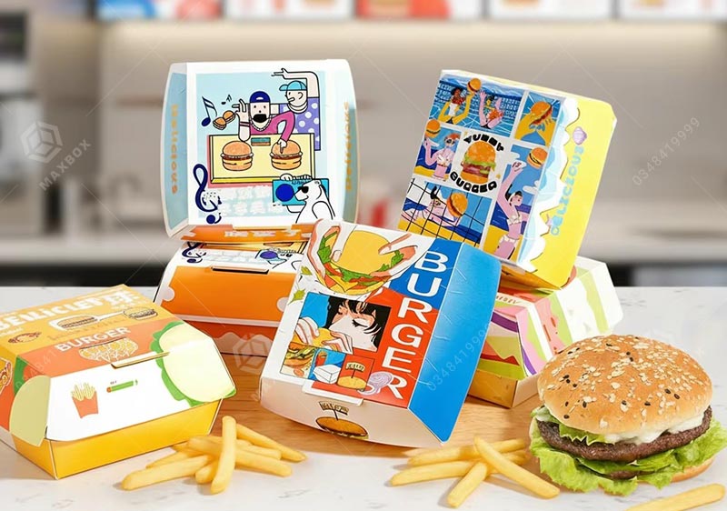 In hộp đựng burger cao cấp với chất liệu an toàn thực phẩm