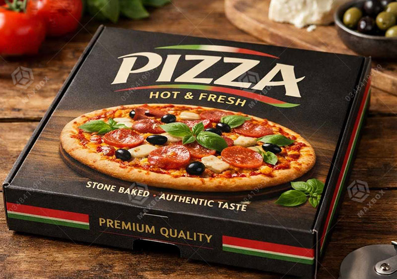 Hộp đựng pizza tại Hà Nội – Đa dạng kích thước, in theo yêu cầu
