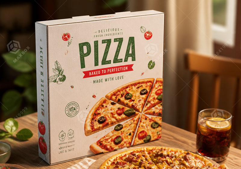 Hộp đựng pizza tại Hà Nội – Đa dạng kích thước, in theo yêu cầu