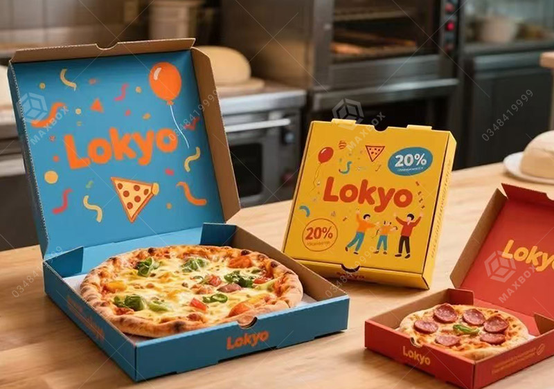 Hộp đựng pizza thiết kế đẹp, in logo chuyên nghiệp