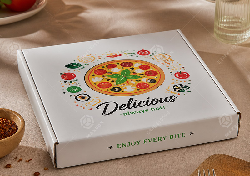 Hộp đựng pizza thiết kế đẹp, in logo chuyên nghiệp